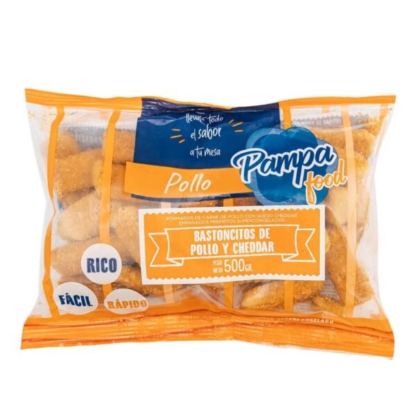 BASTONCITOS DE POLLO Y CHEDDAR X BOLSA 500 GRS